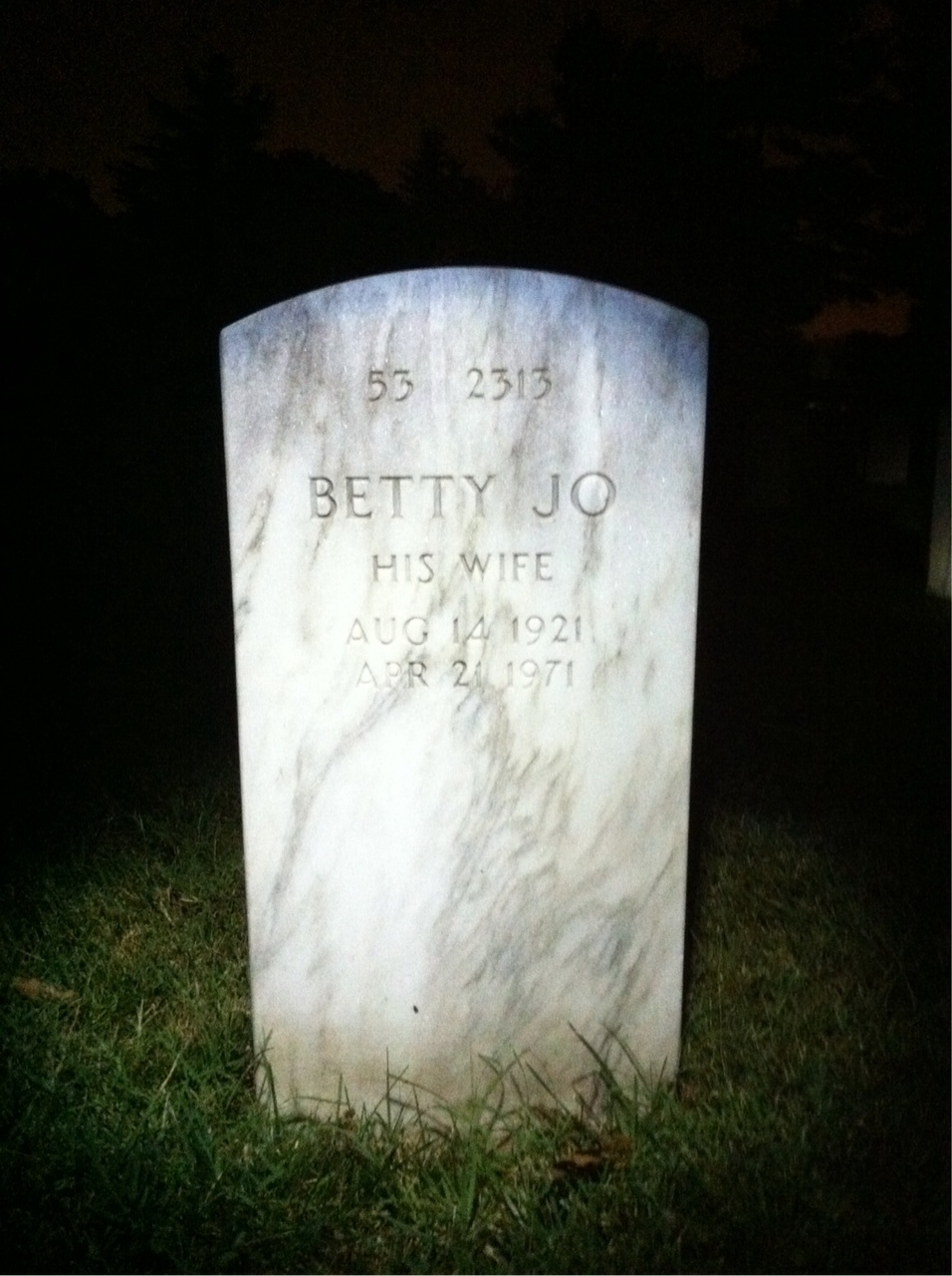 Back of headstone — Betty Conover