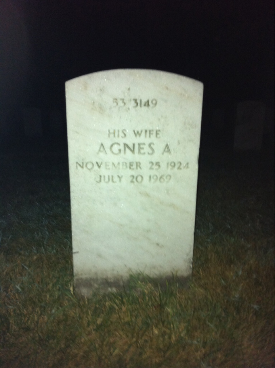 Back of headstone — Agnes Asher