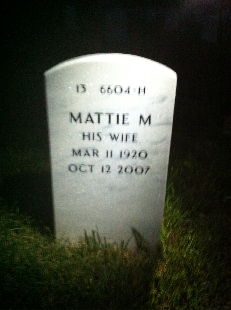 Back of headstone — George Hicks