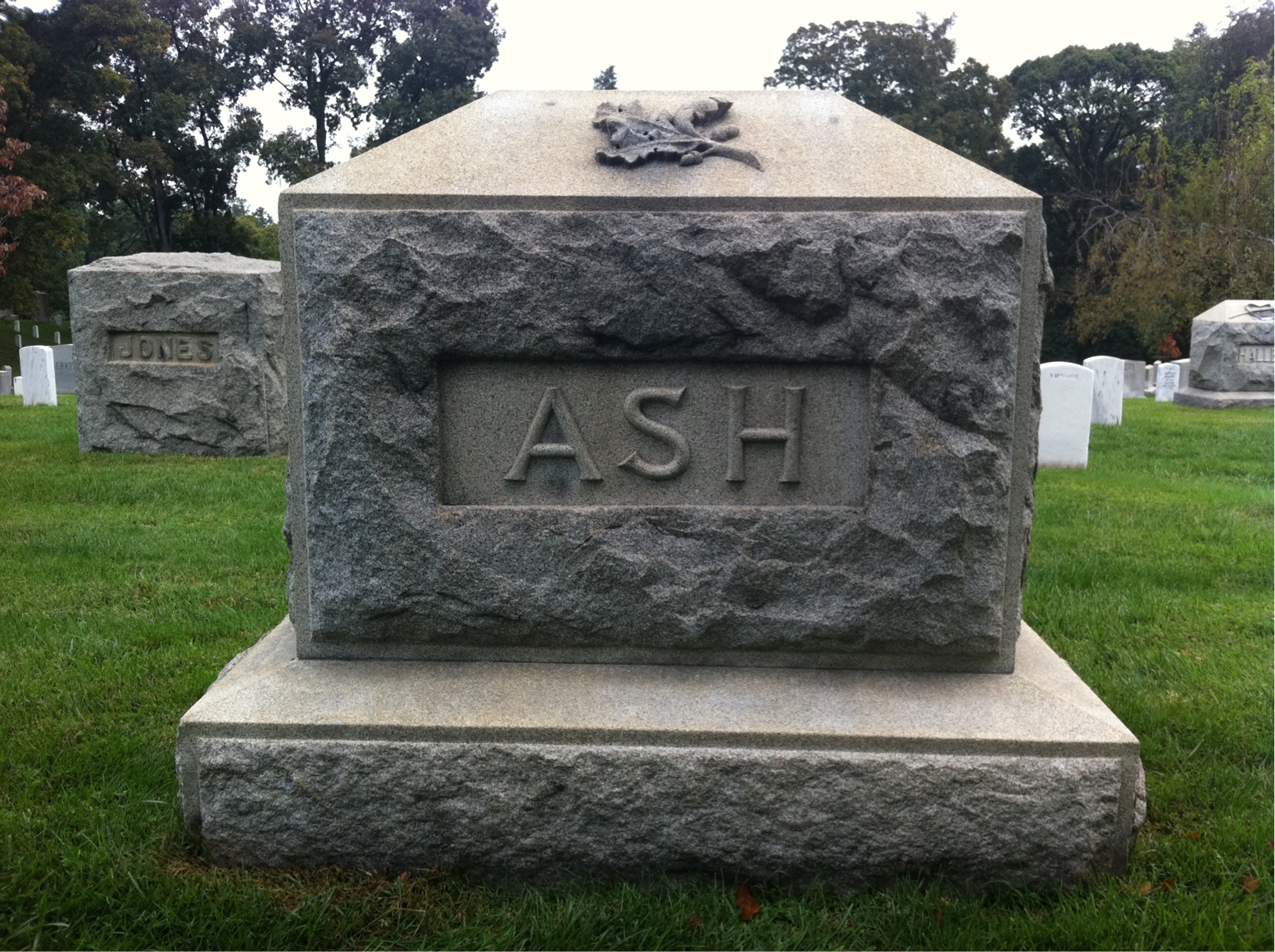 Back of headstone — Howard Ash