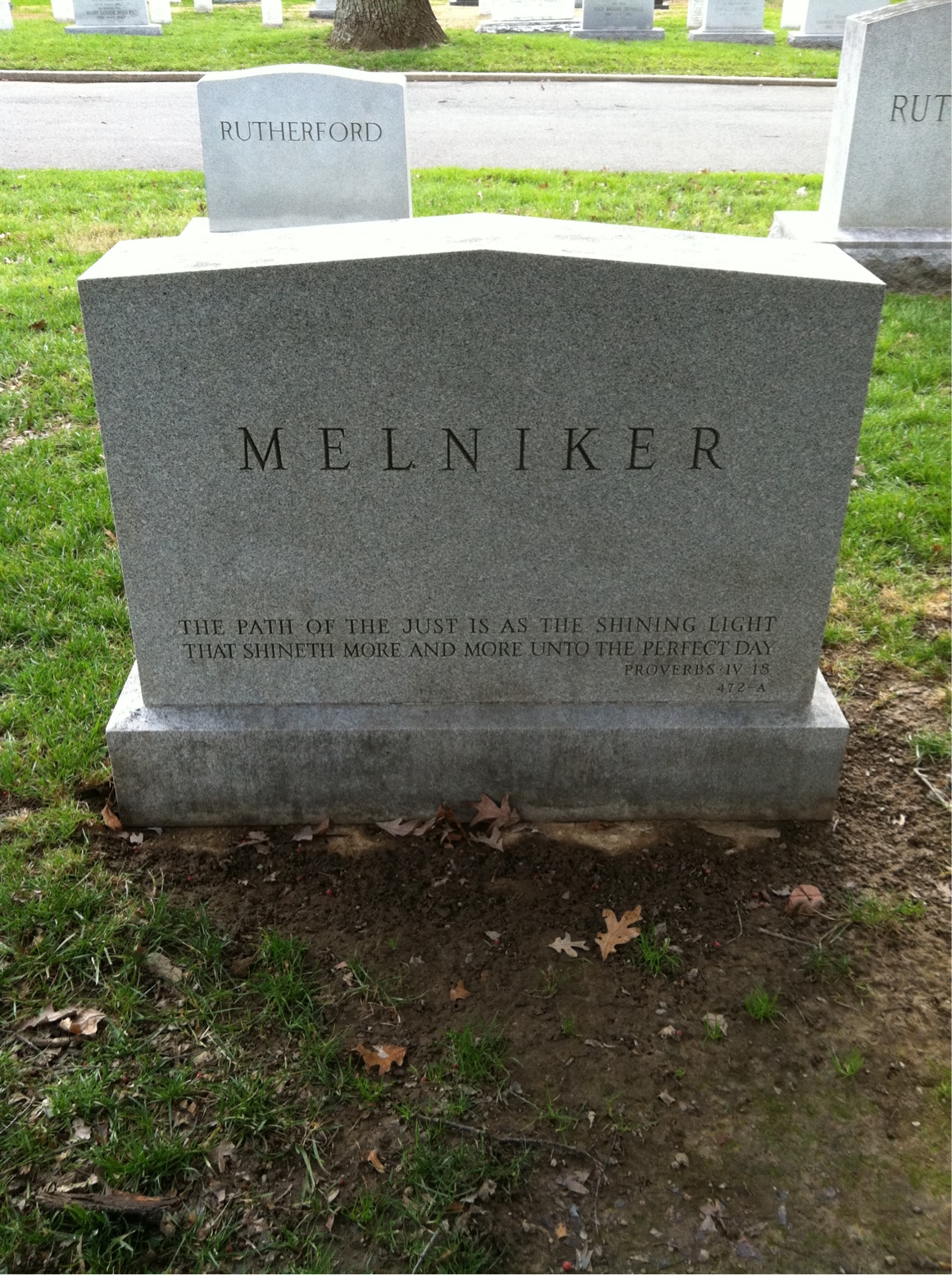 Back of headstone — Aaron Melniker