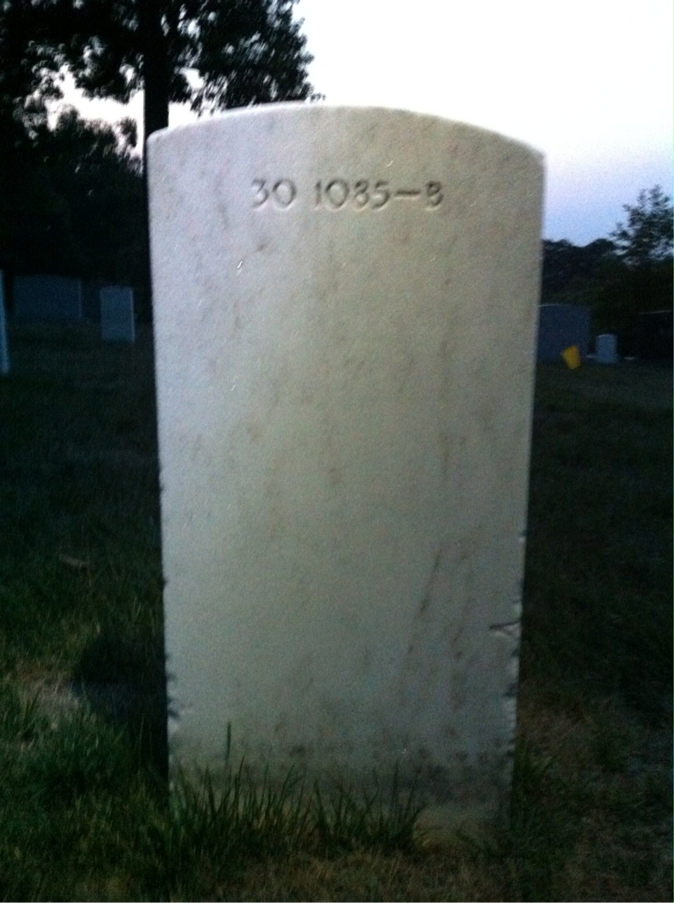 Back of headstone — James Crisman