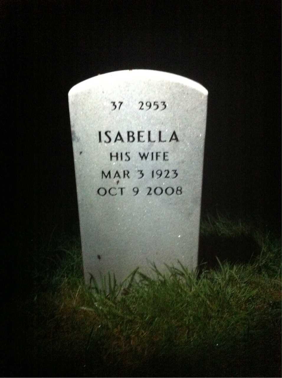 Back of headstone — Herman Johnson