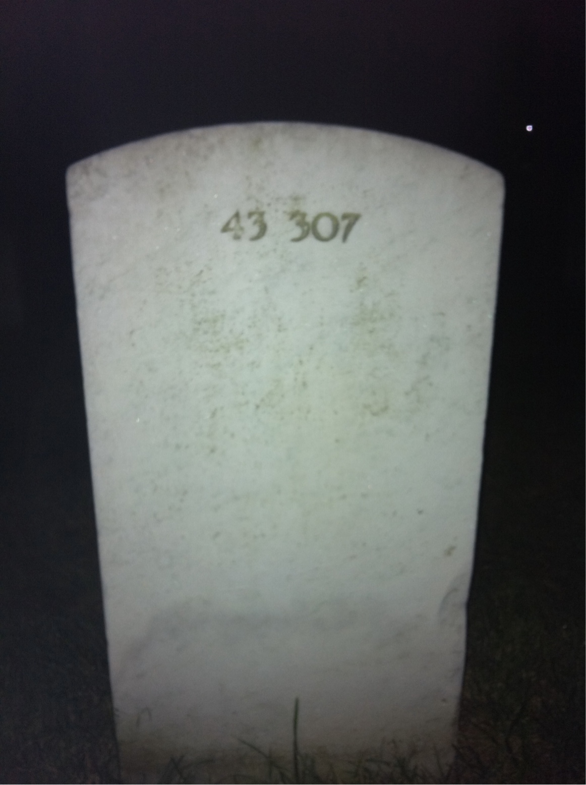 Back of headstone — William F Roach