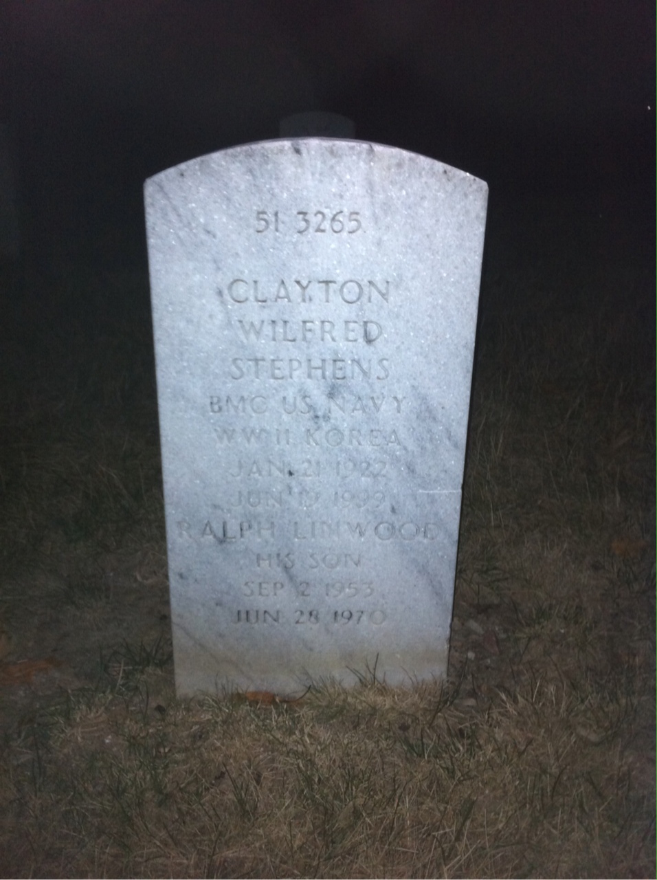 Back of headstone — Timothy Lafe Stephens