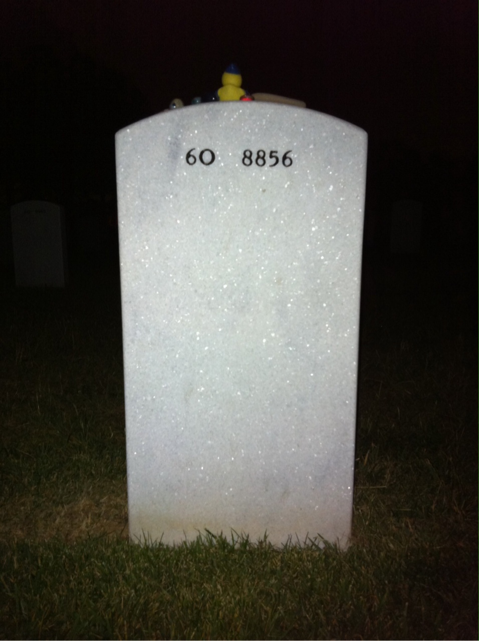 Back of headstone — David Baker