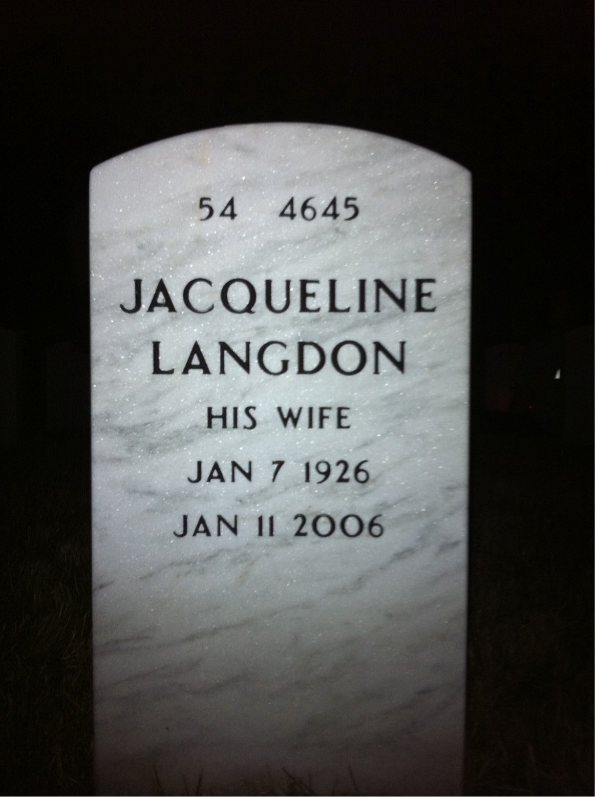 Back of headstone — Walter Carper