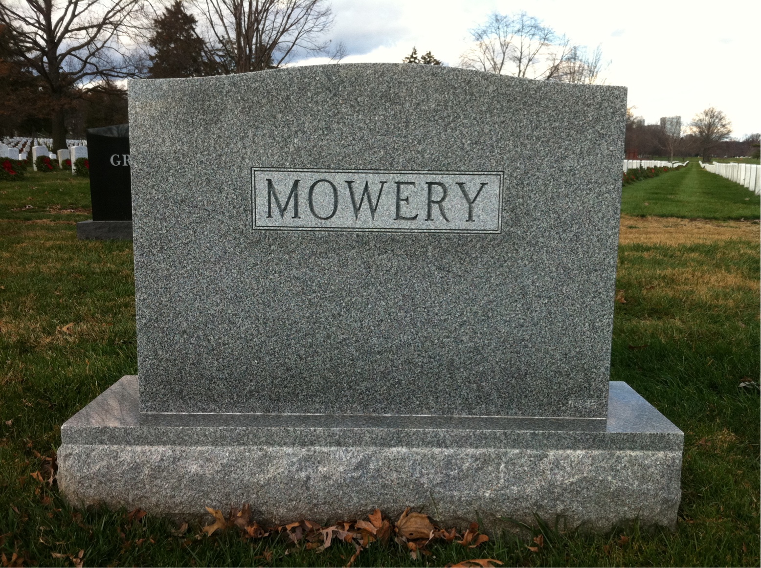 Back of headstone — Mildred Mowery