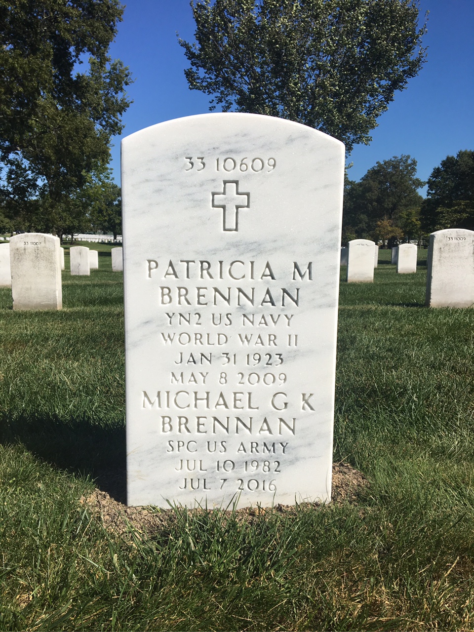 Back of headstone — Patricia Brennan