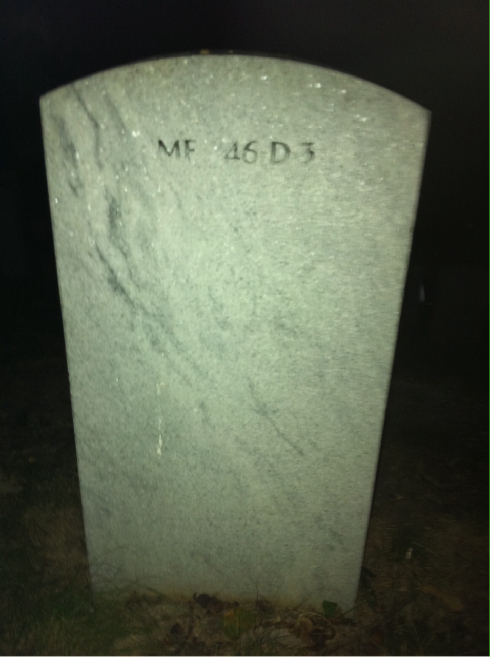 Back of headstone — John Wick
