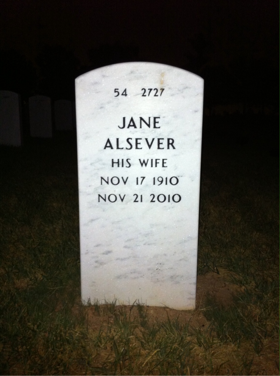 Back of headstone — George Bailey