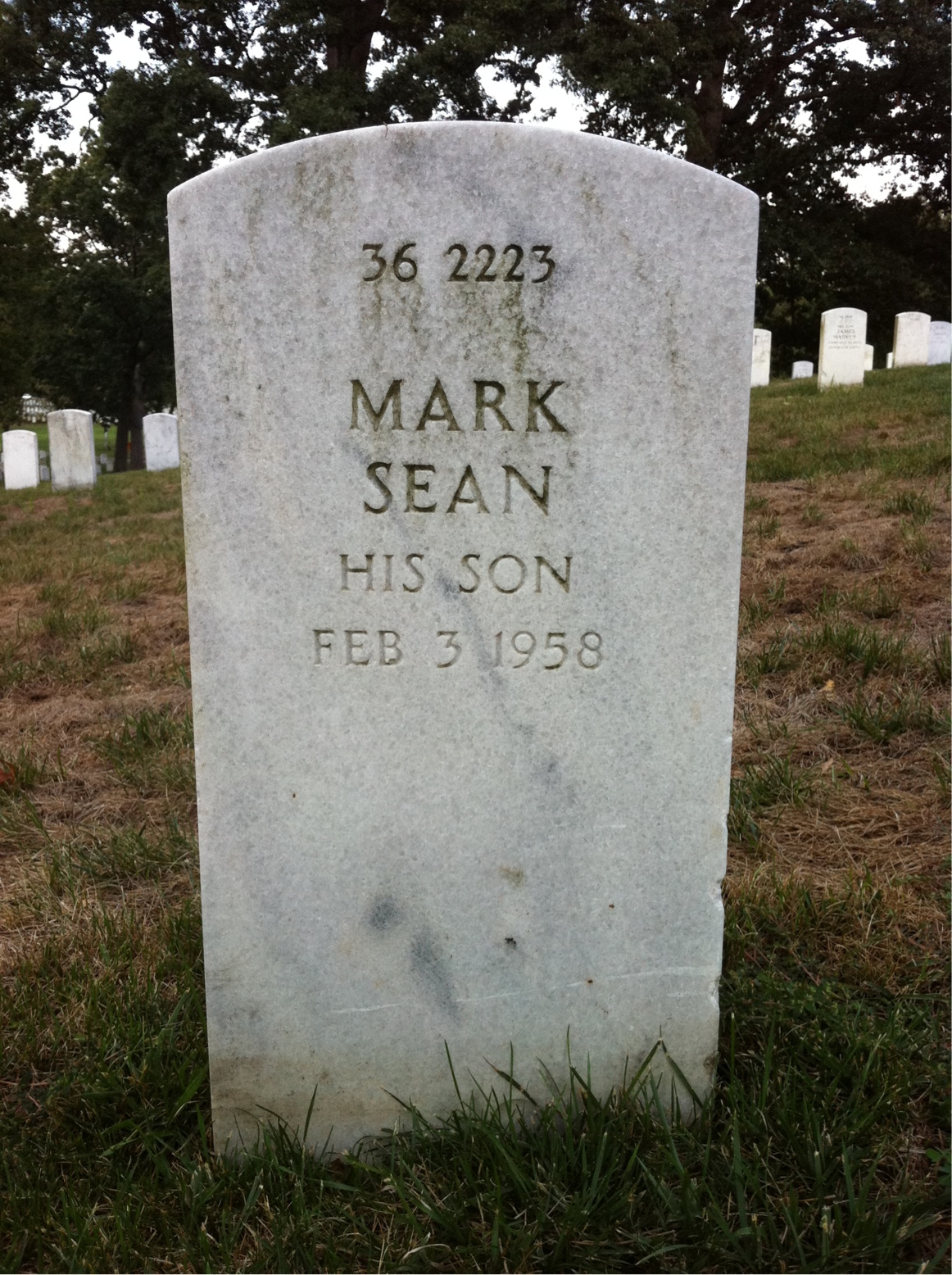 Back of headstone — Mark Cunningham