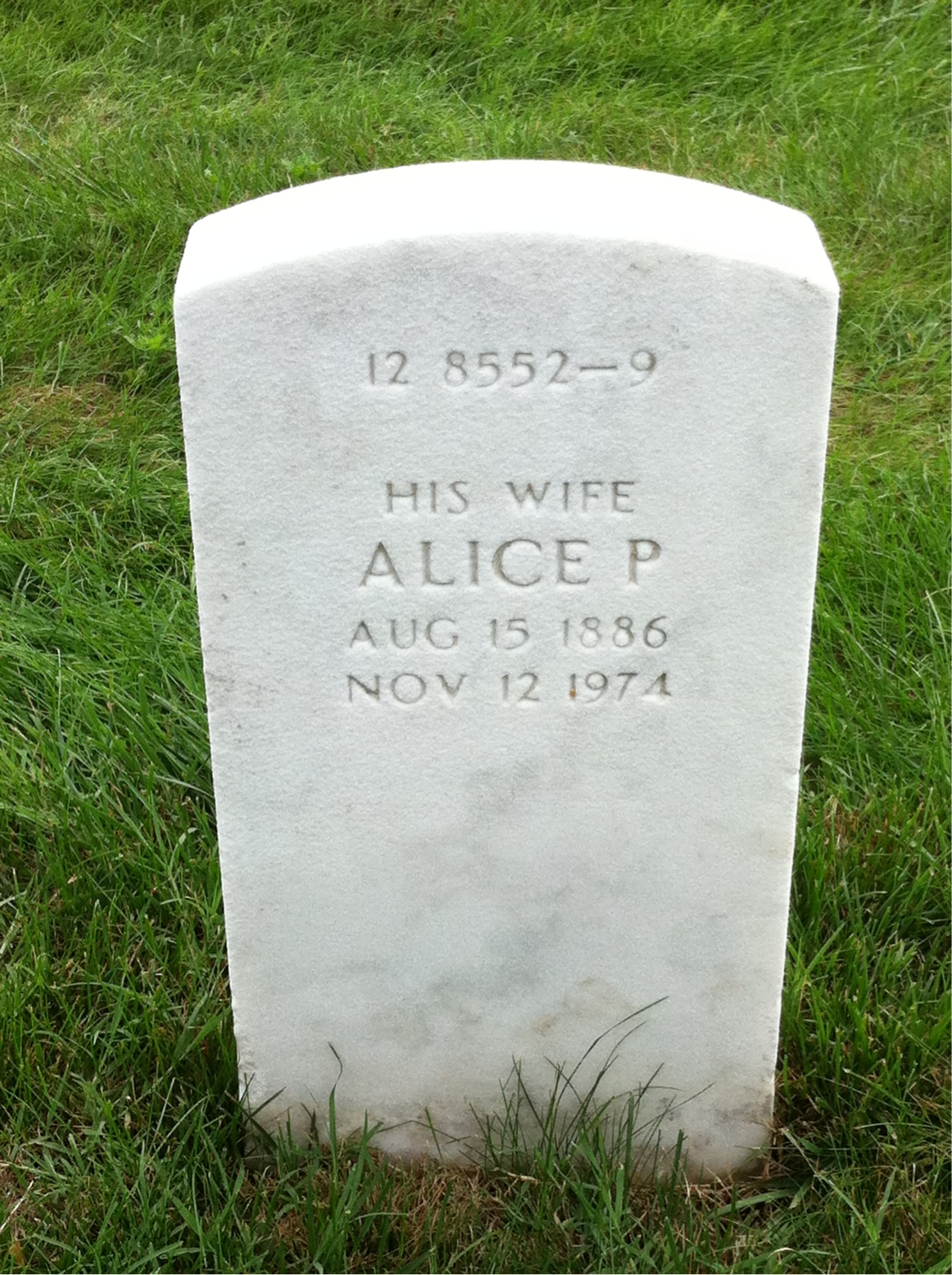 Back of headstone — Alice Mckay