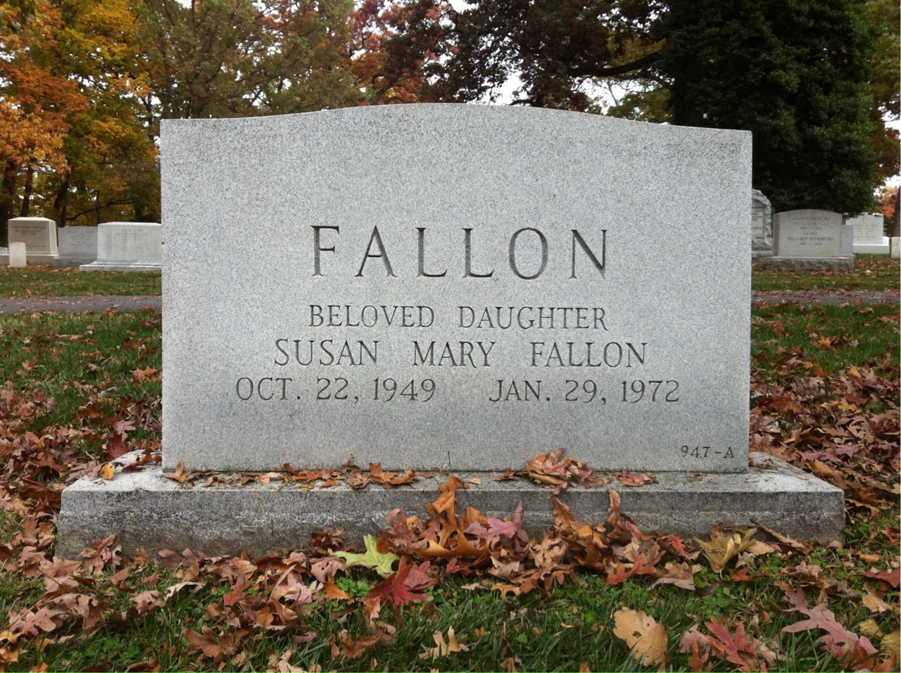 Back of headstone — John Fallon