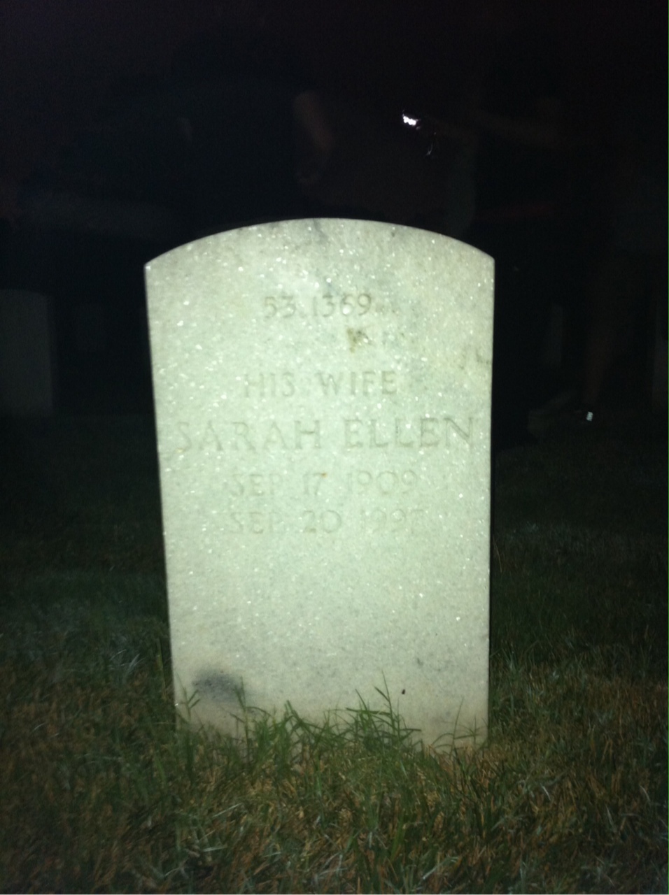 Back of headstone — Woodrow W Johnson