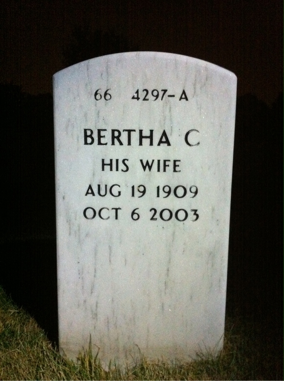 Back of headstone — Kenneth Zahn