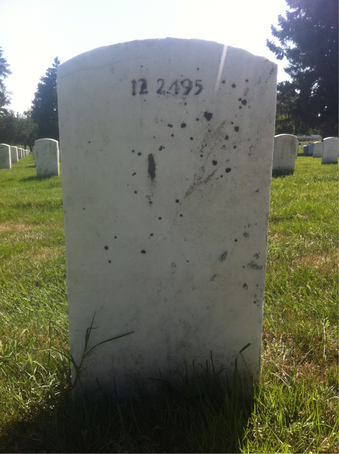Back of headstone — Thomas Jefferson Hobbs