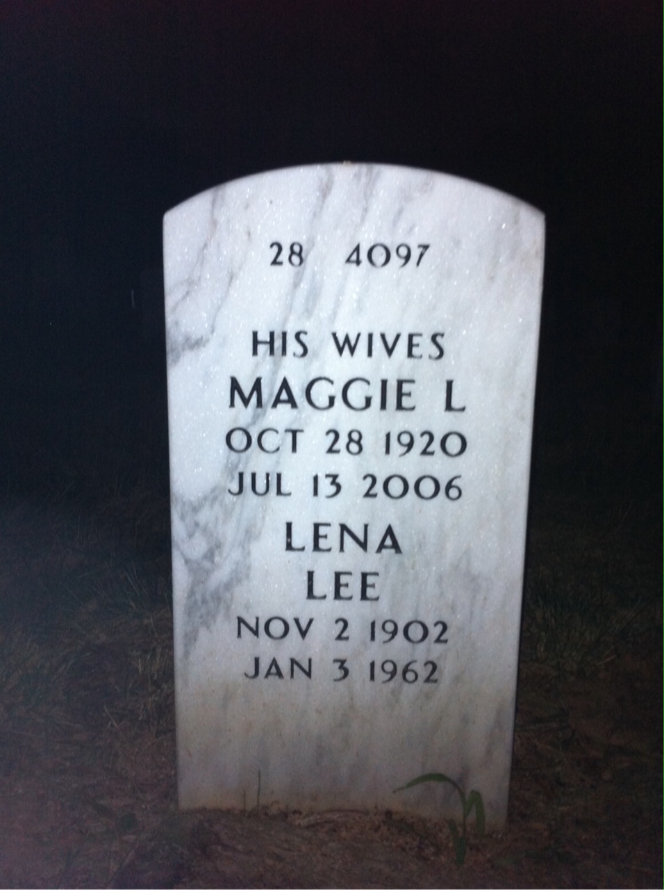 Back of headstone — William Taylor