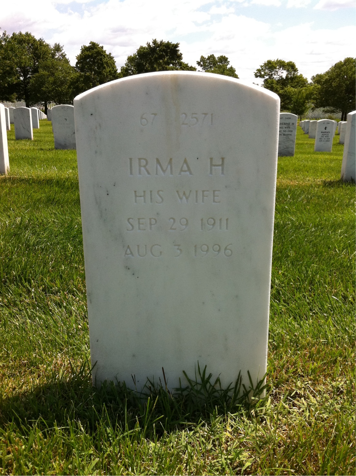 Back of headstone — William Vivian