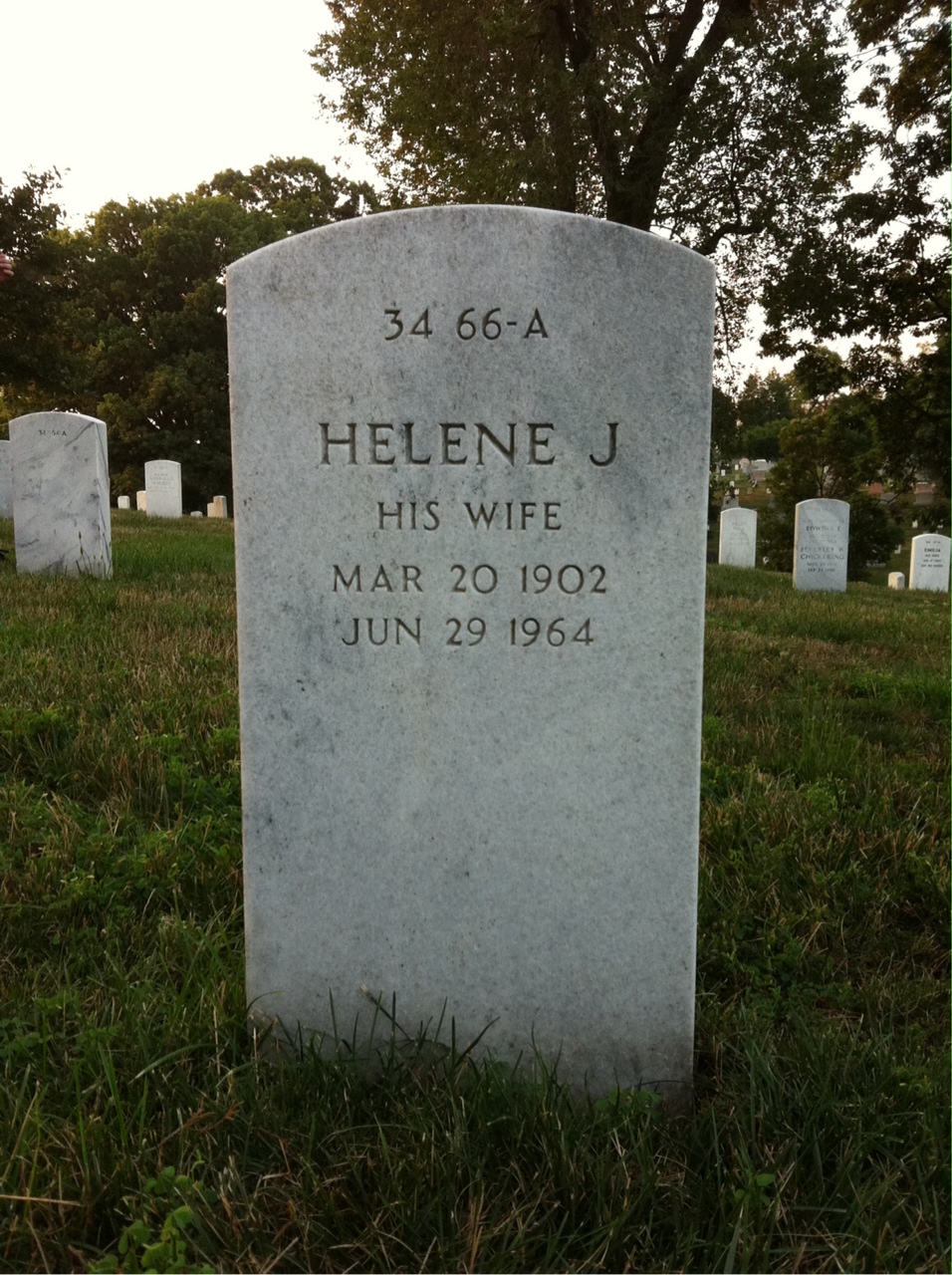 Back of headstone — Helene Moran