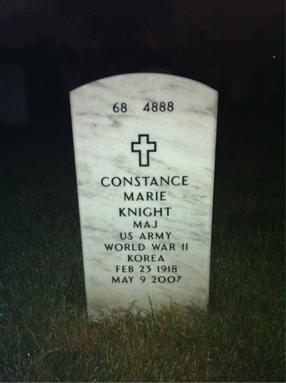 Back of headstone — Constance Knight