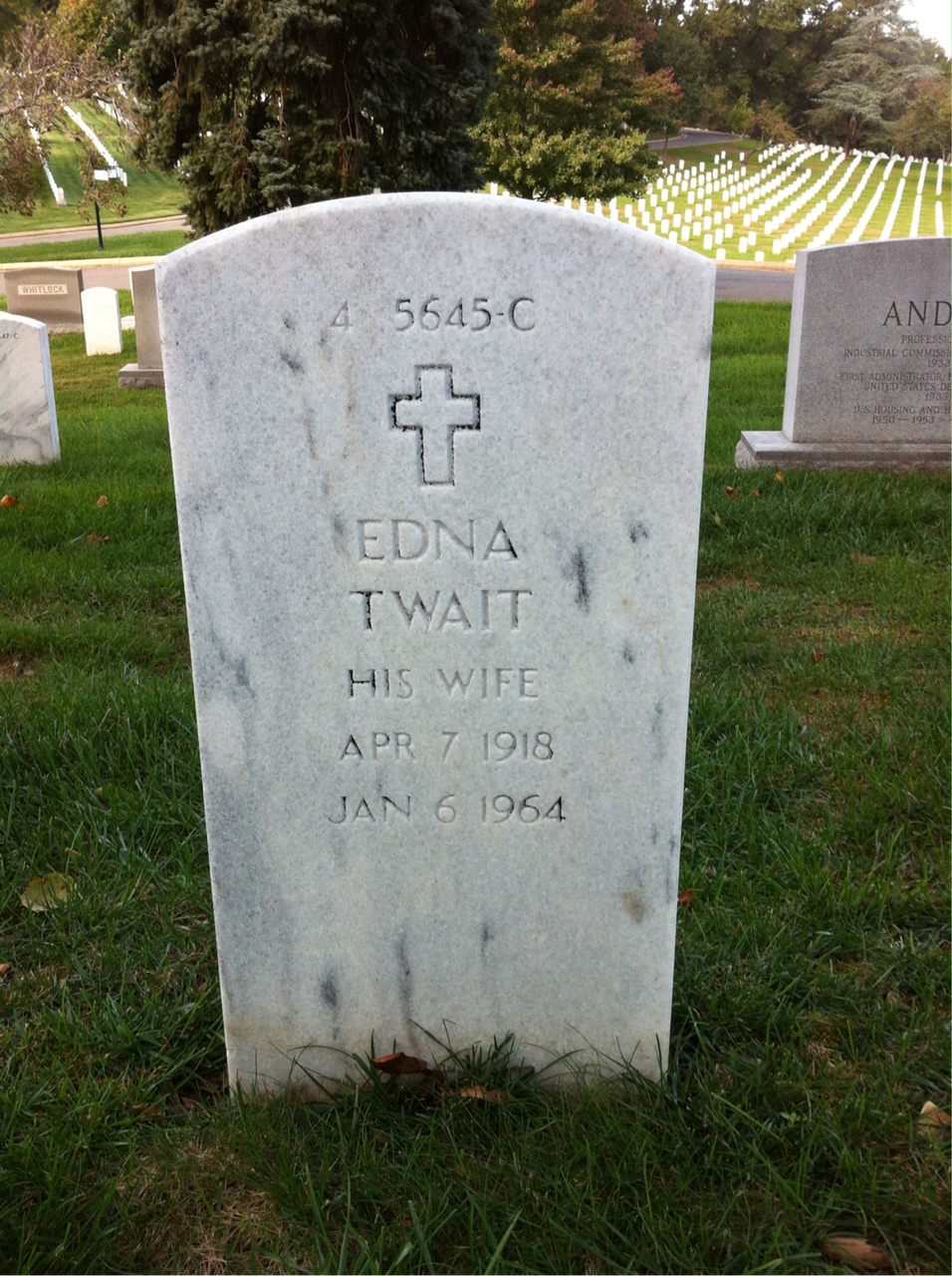 Back of headstone — Edna Myers