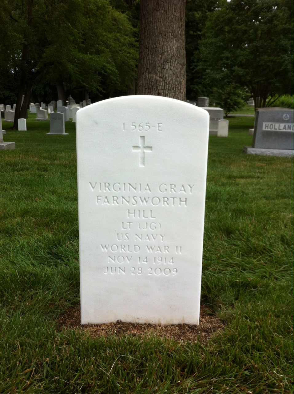 Back of headstone — Virginia Hill
