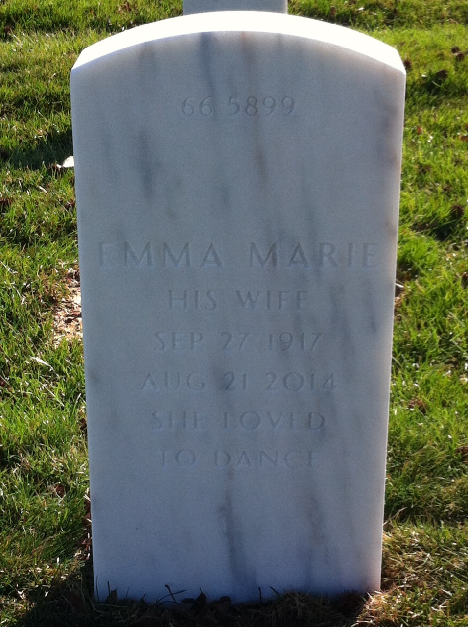 Back of headstone — Winton Carroll