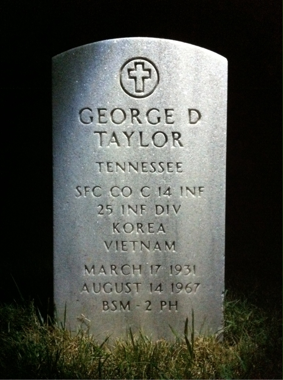 Headstone shared by 2 interments, including George David Taylor