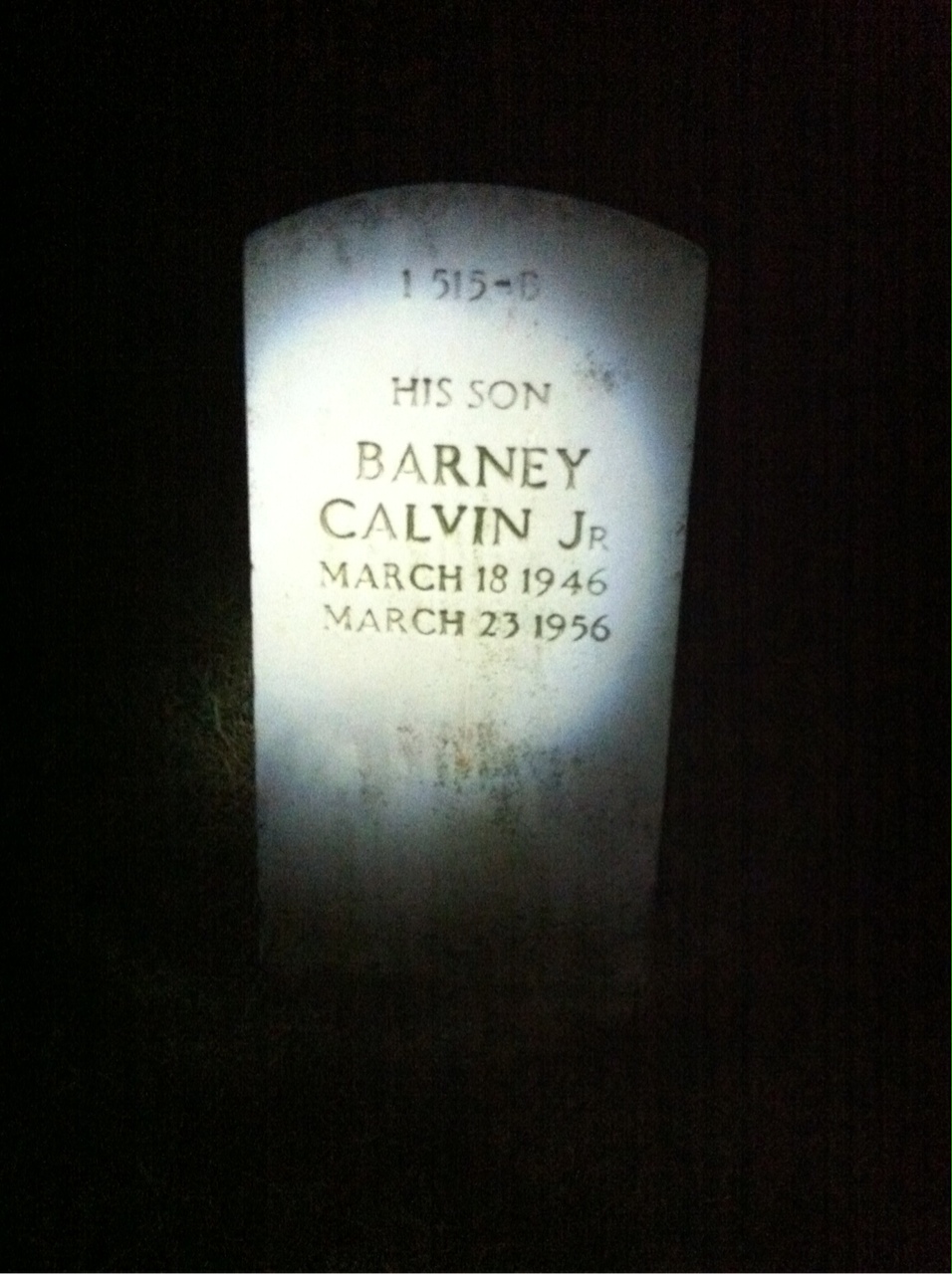 Back of headstone — Barney Olson