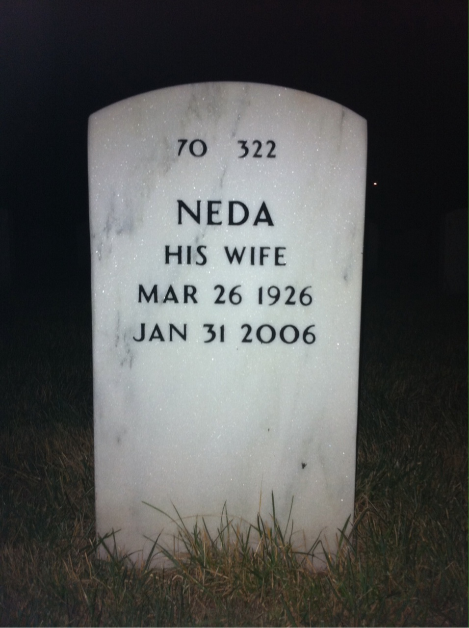 Back of headstone — Fred Belani