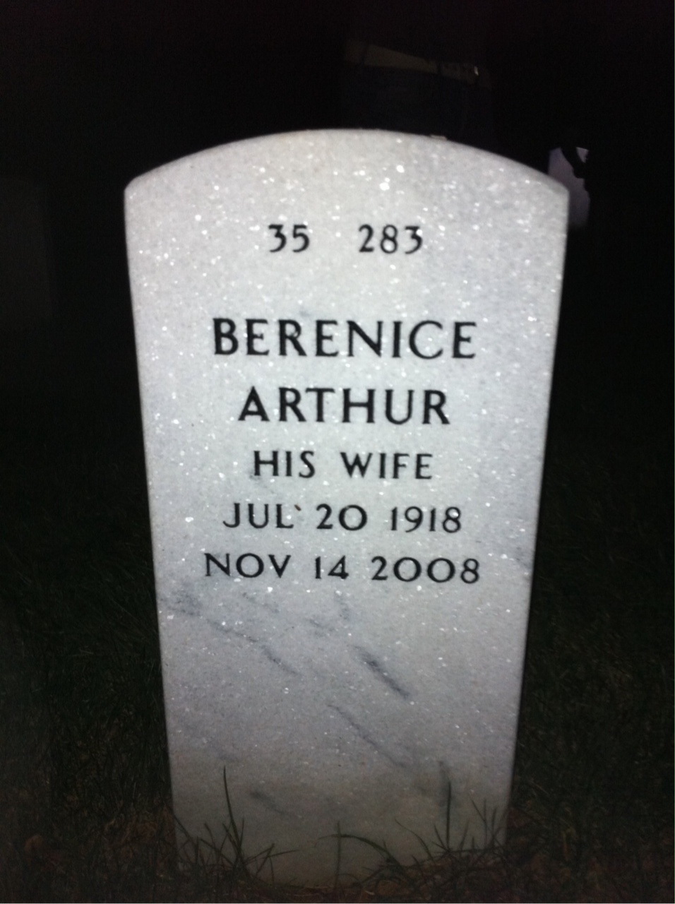 Back of headstone — Joseph Arthur