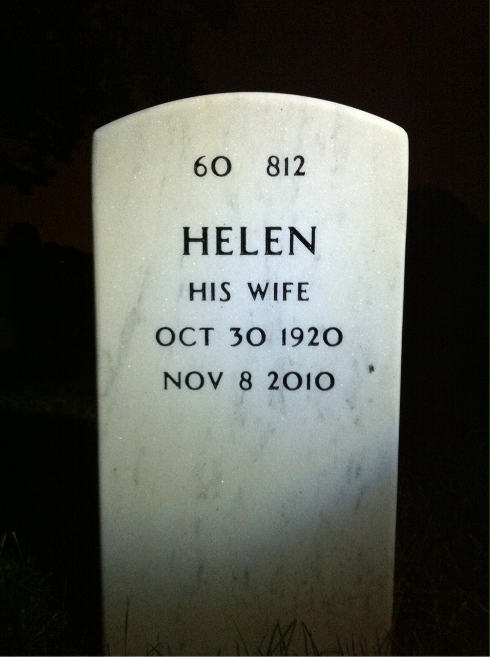 Back of headstone — John Morello