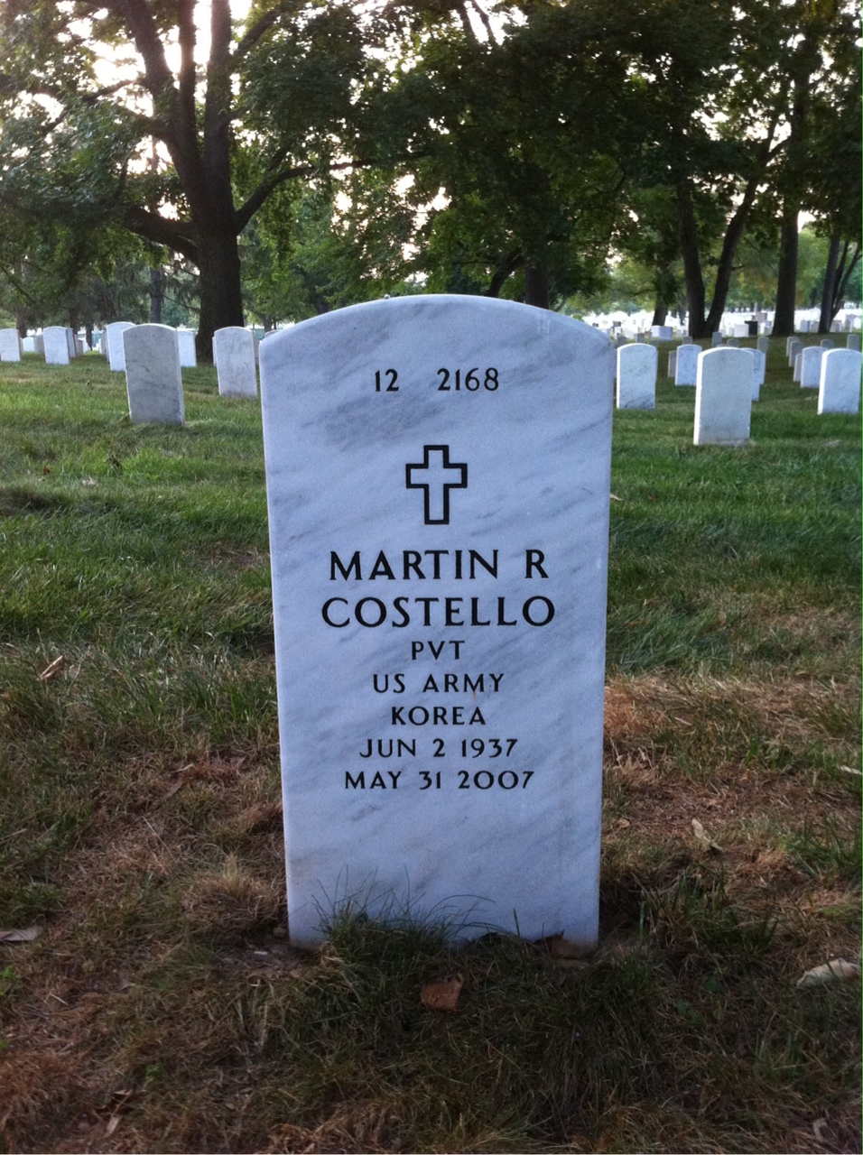 Back of headstone — Martin Costello