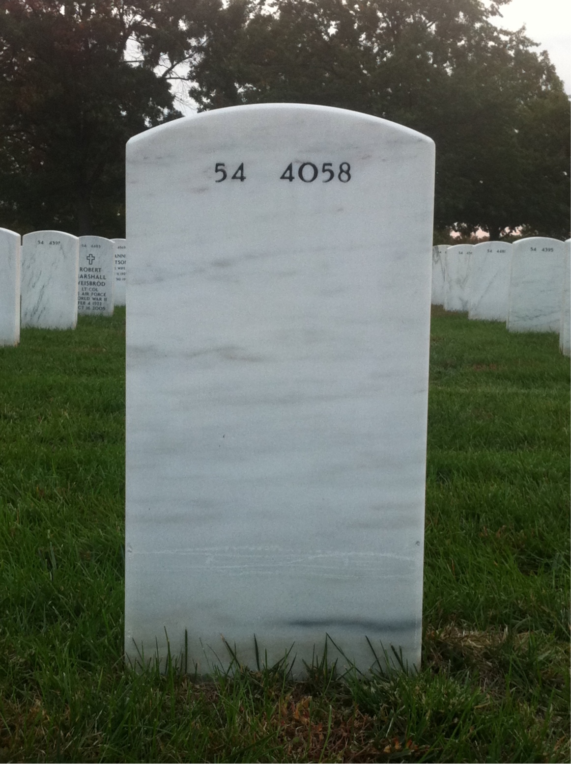 Back of headstone — Kenneth Peebles