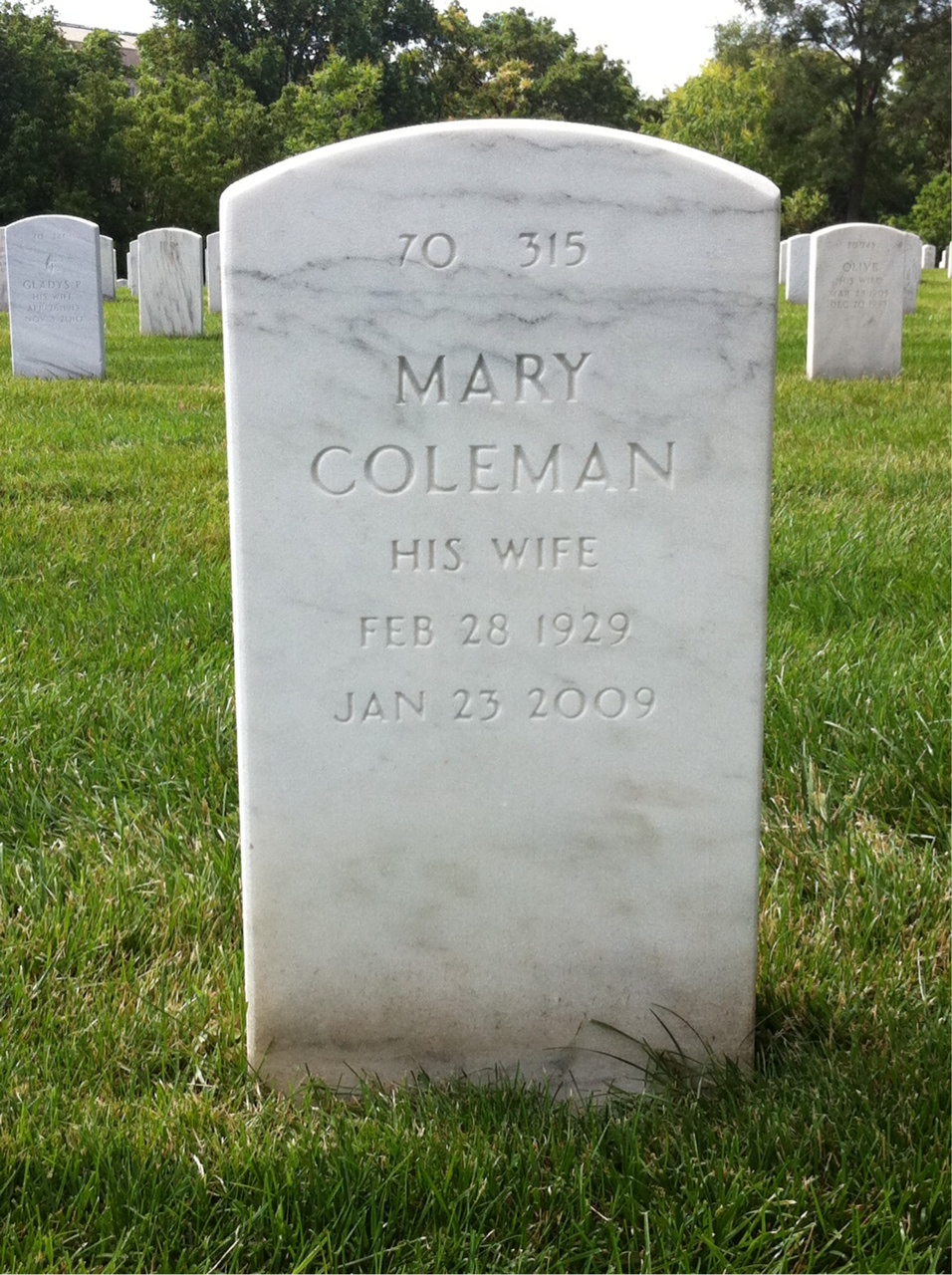 Back of headstone — Harvey Day