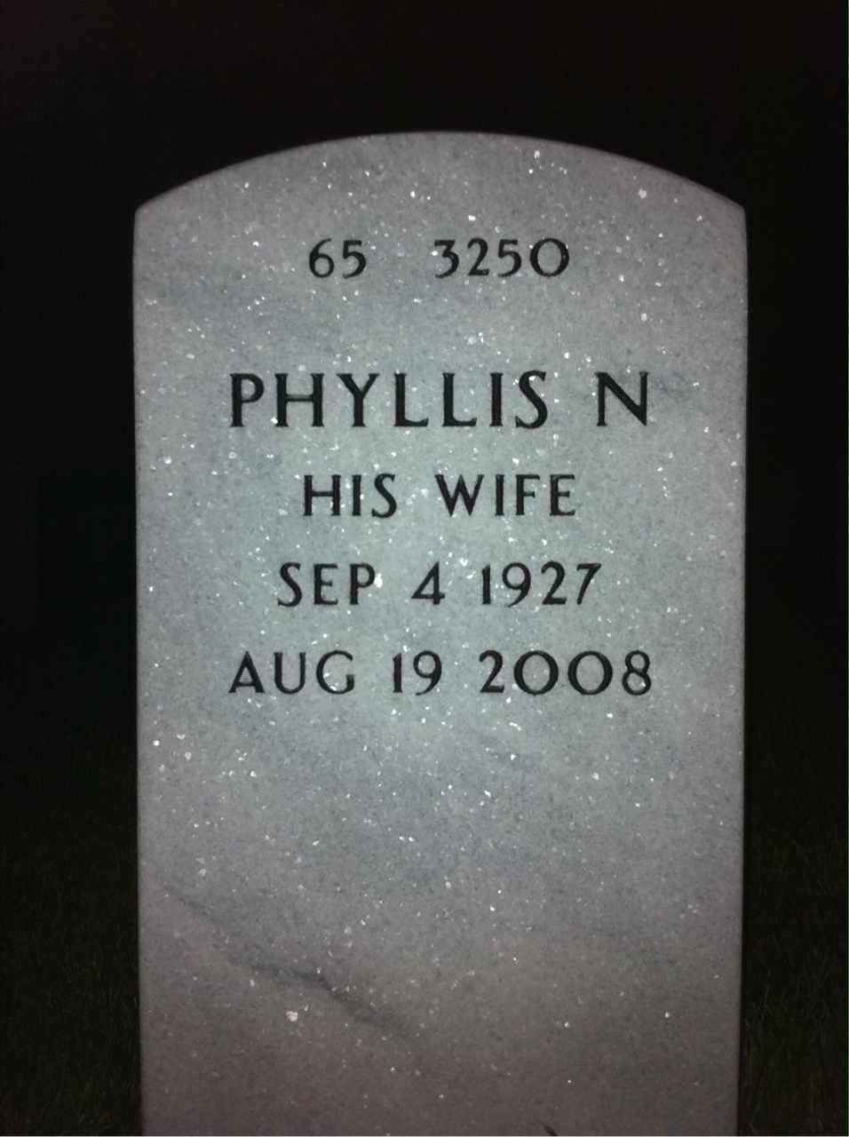 Back of headstone — Marshall Skidmore