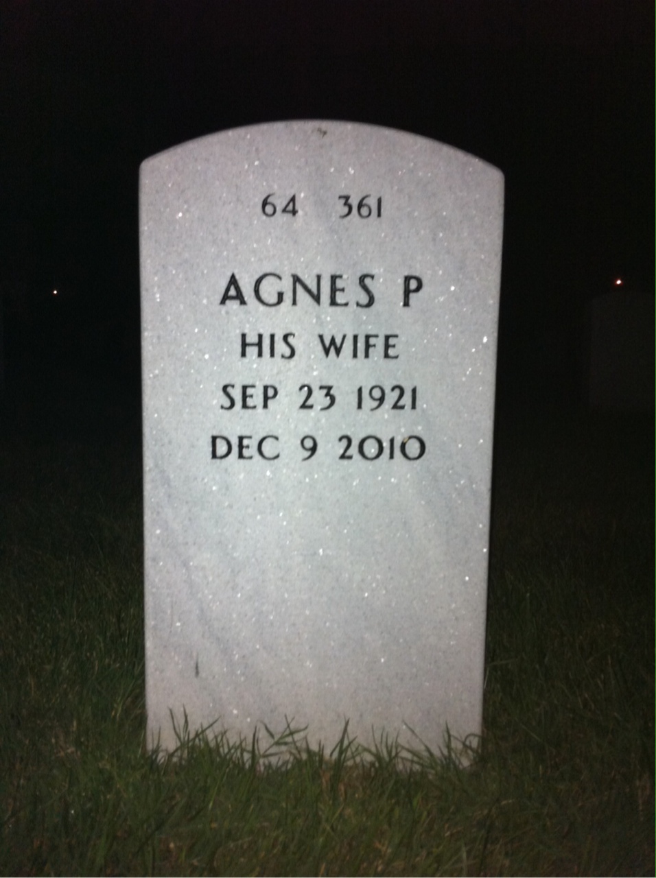 Back of headstone — Agnes Nalls