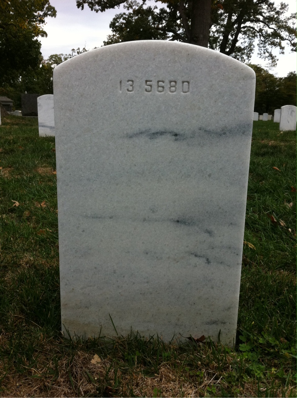 Back of headstone — Charles Avery