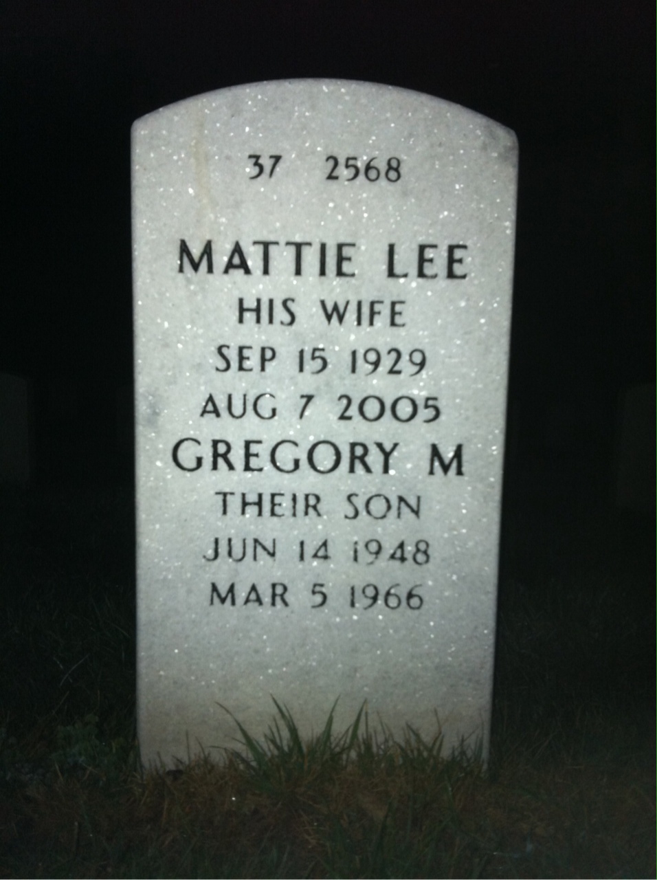 Back of headstone — John Williams