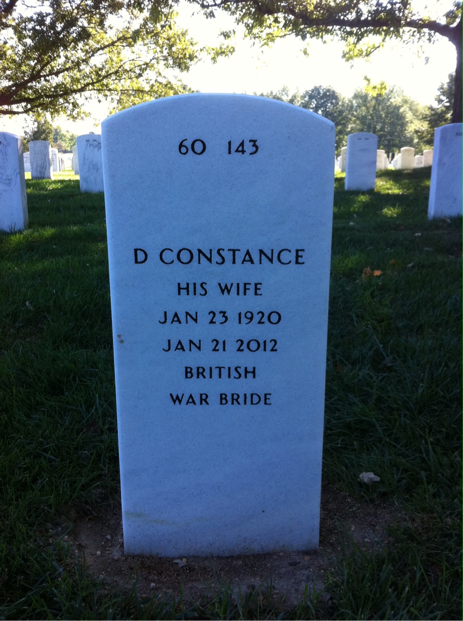 Back of headstone — Allaire Grant