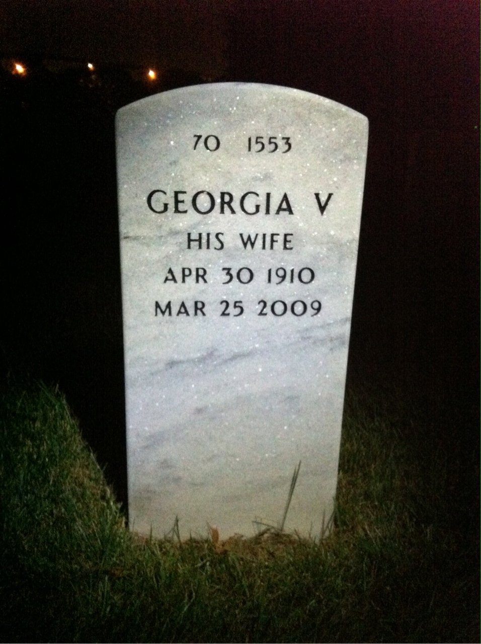 Back of headstone — Warne Parker