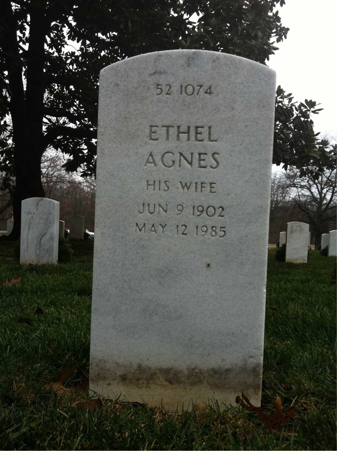Back of headstone — Ethel Molgaard
