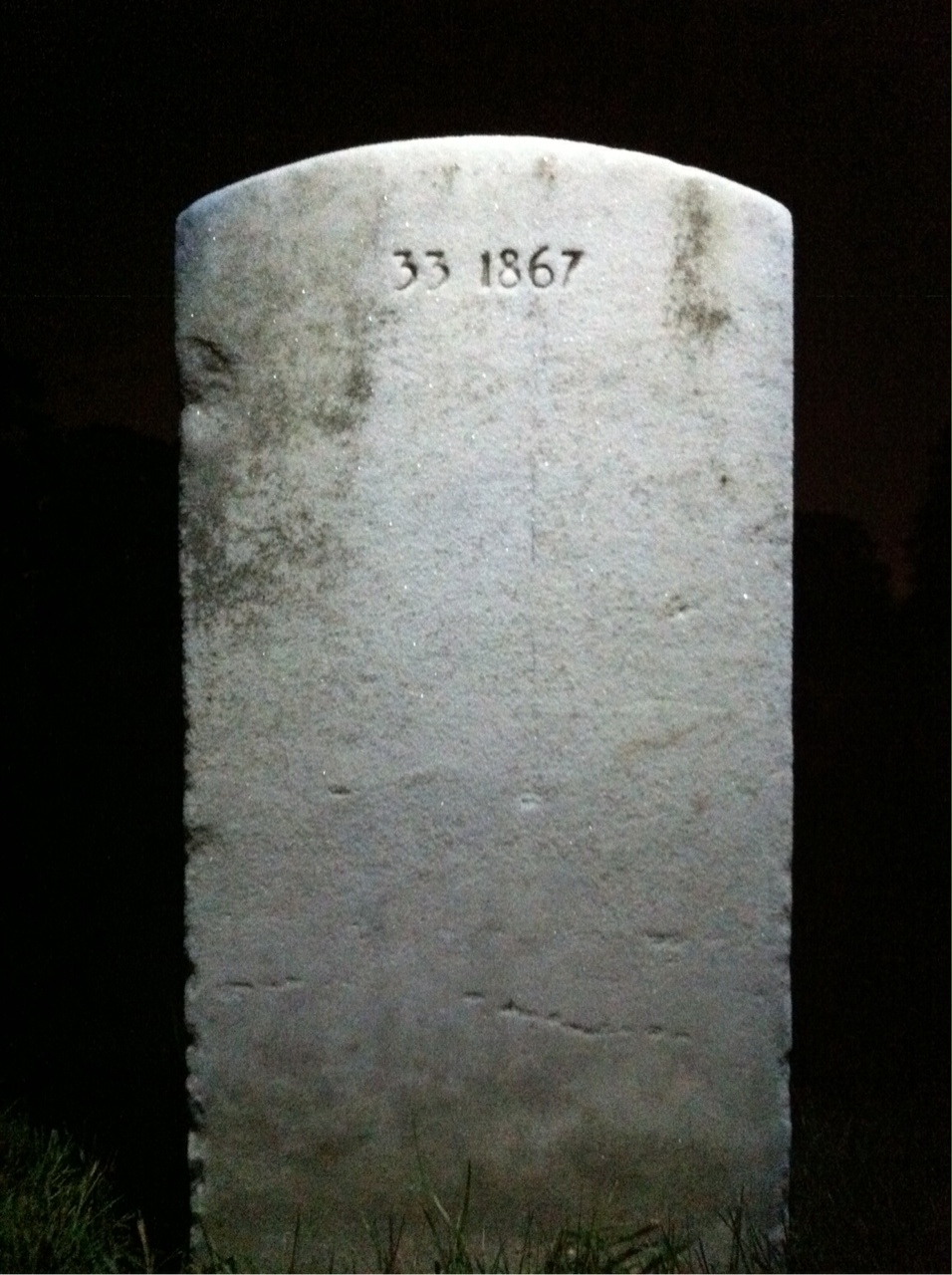 Back of headstone — John Arter