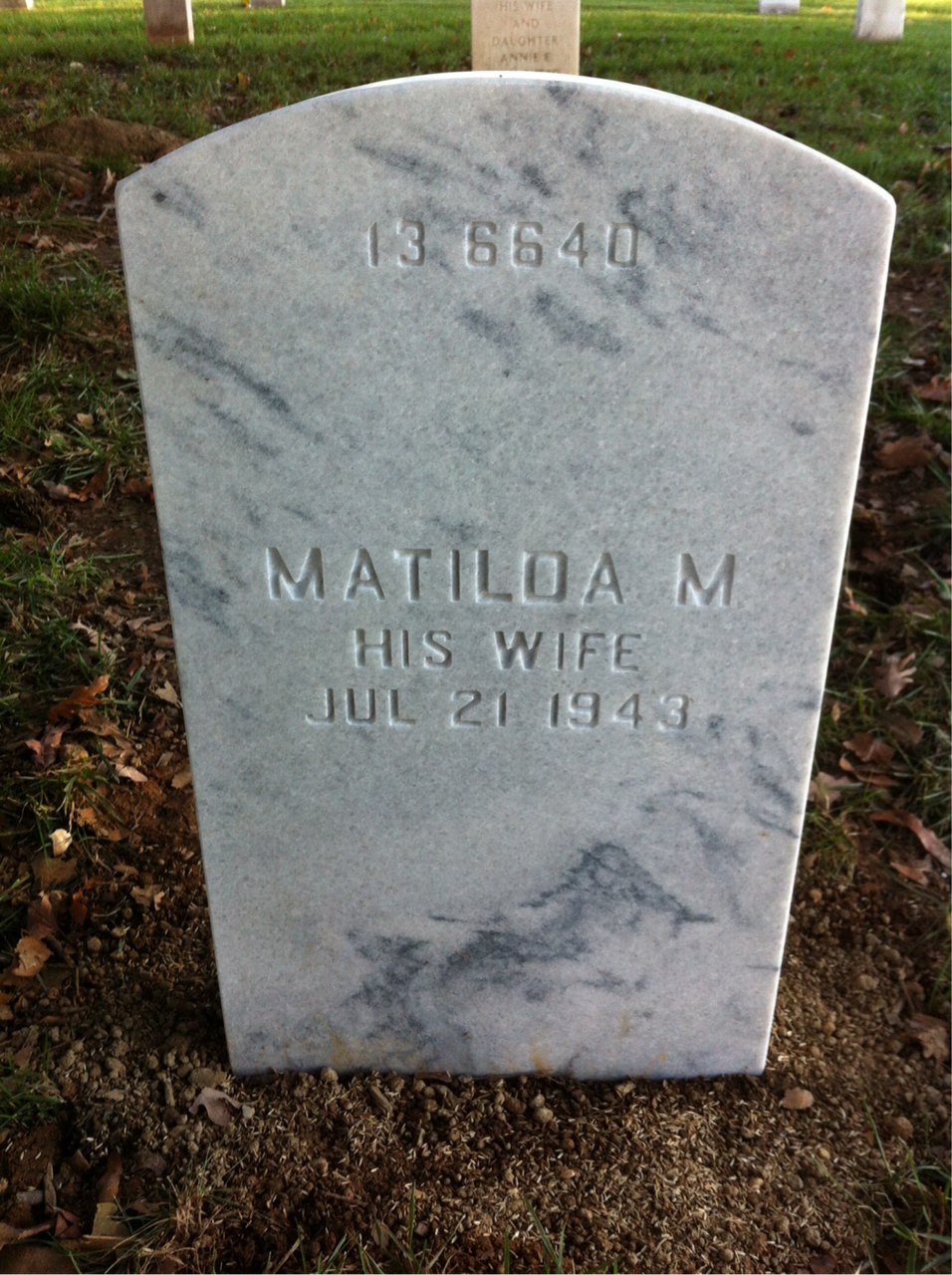 Back of headstone — James Allan
