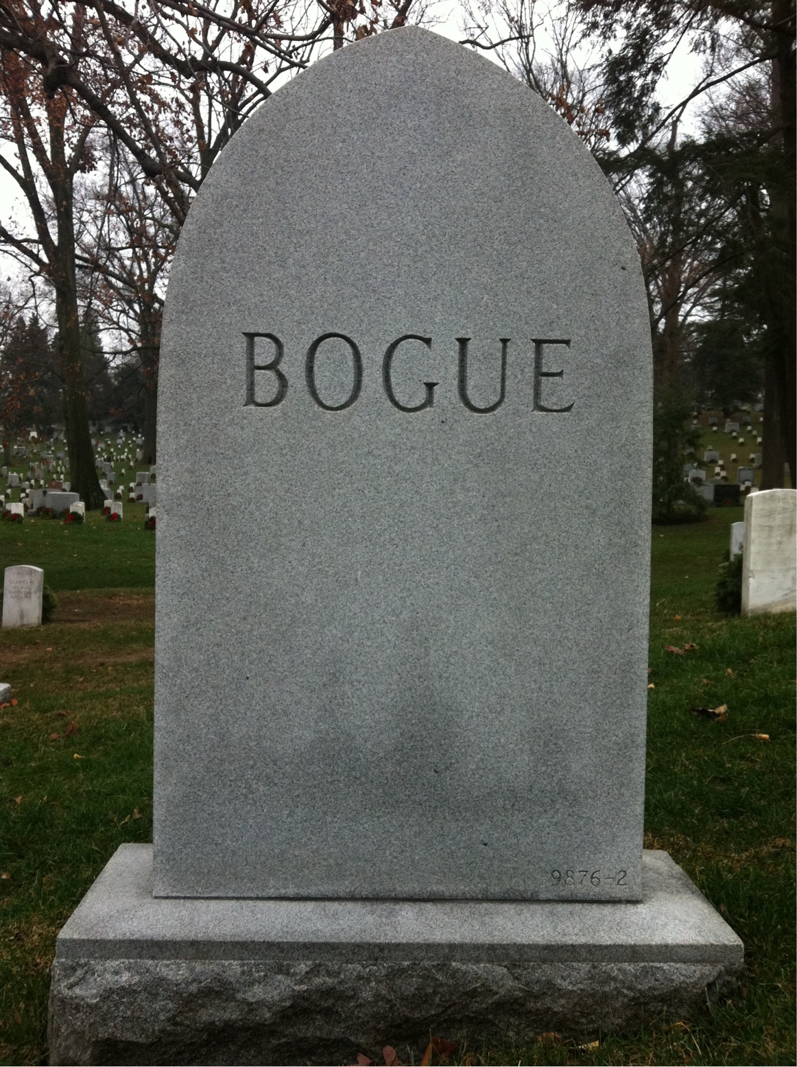 Back of headstone — Adah Bogue