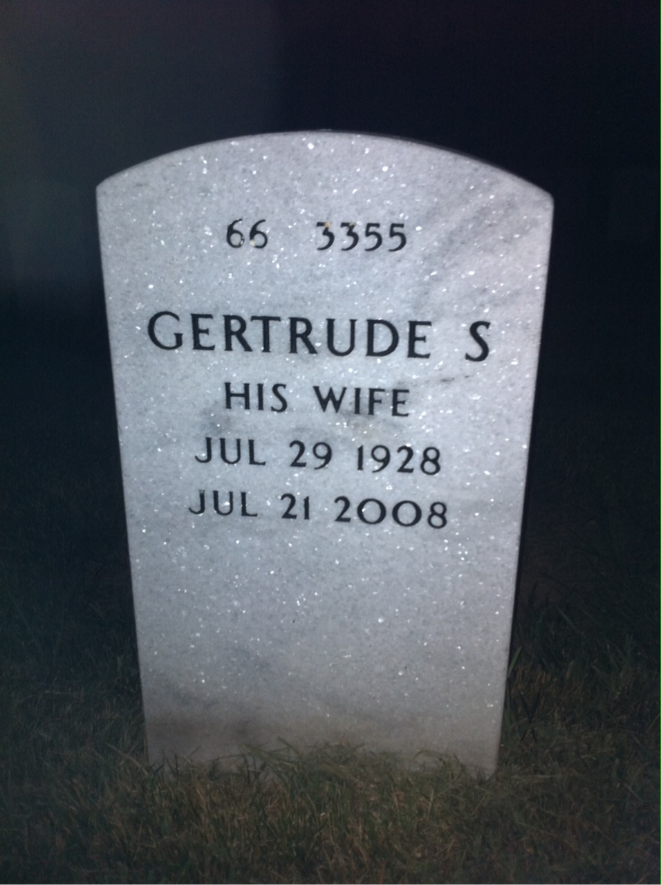 Back of headstone — Thomas Gilson