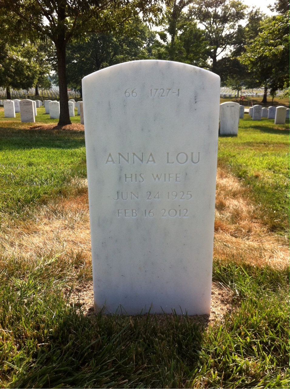 Back of headstone — Winfield Orndorff