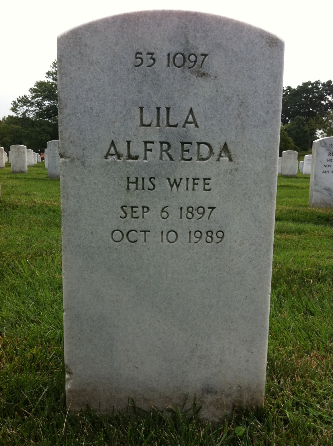 Back of headstone — William H Justice