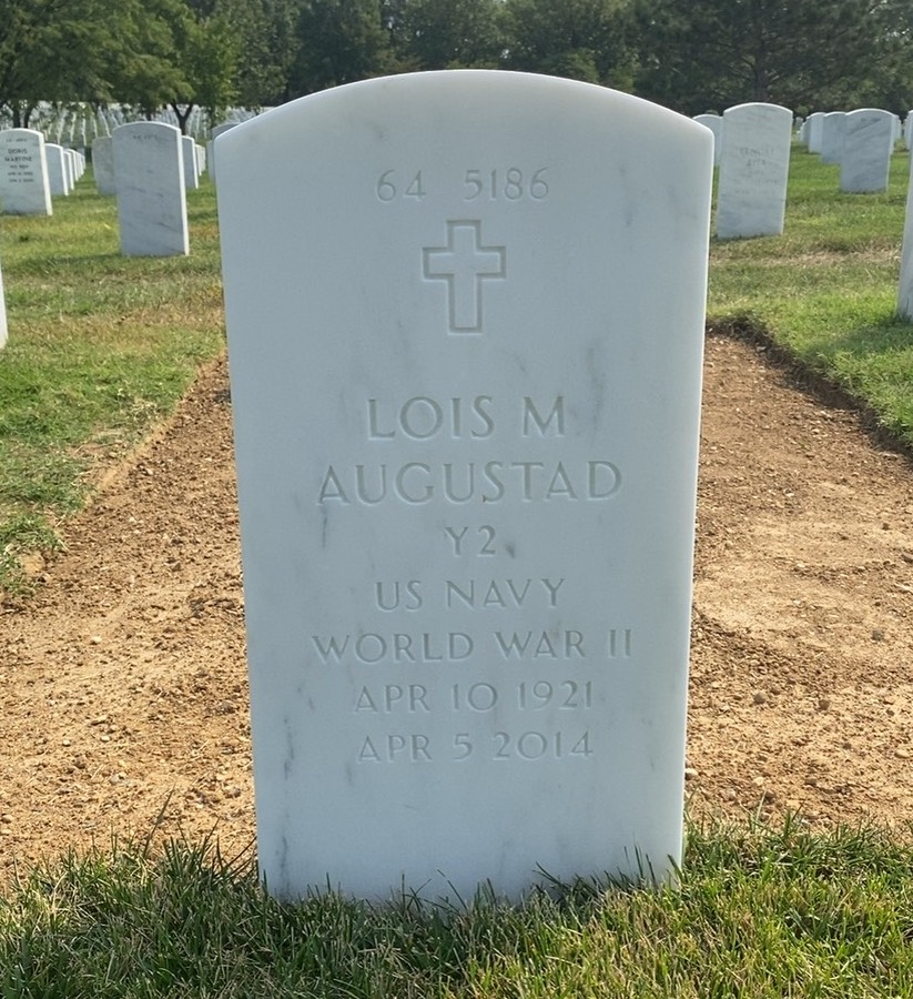 Back of headstone — Lois Augustad